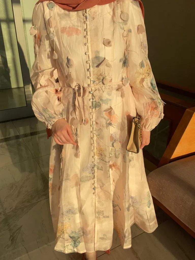 İthal Pink Flower Elbi̇se