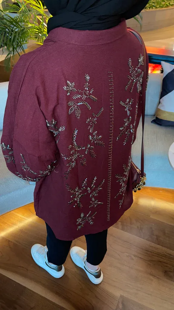 Sandy İşlemeli̇ Bordo Ki̇mono