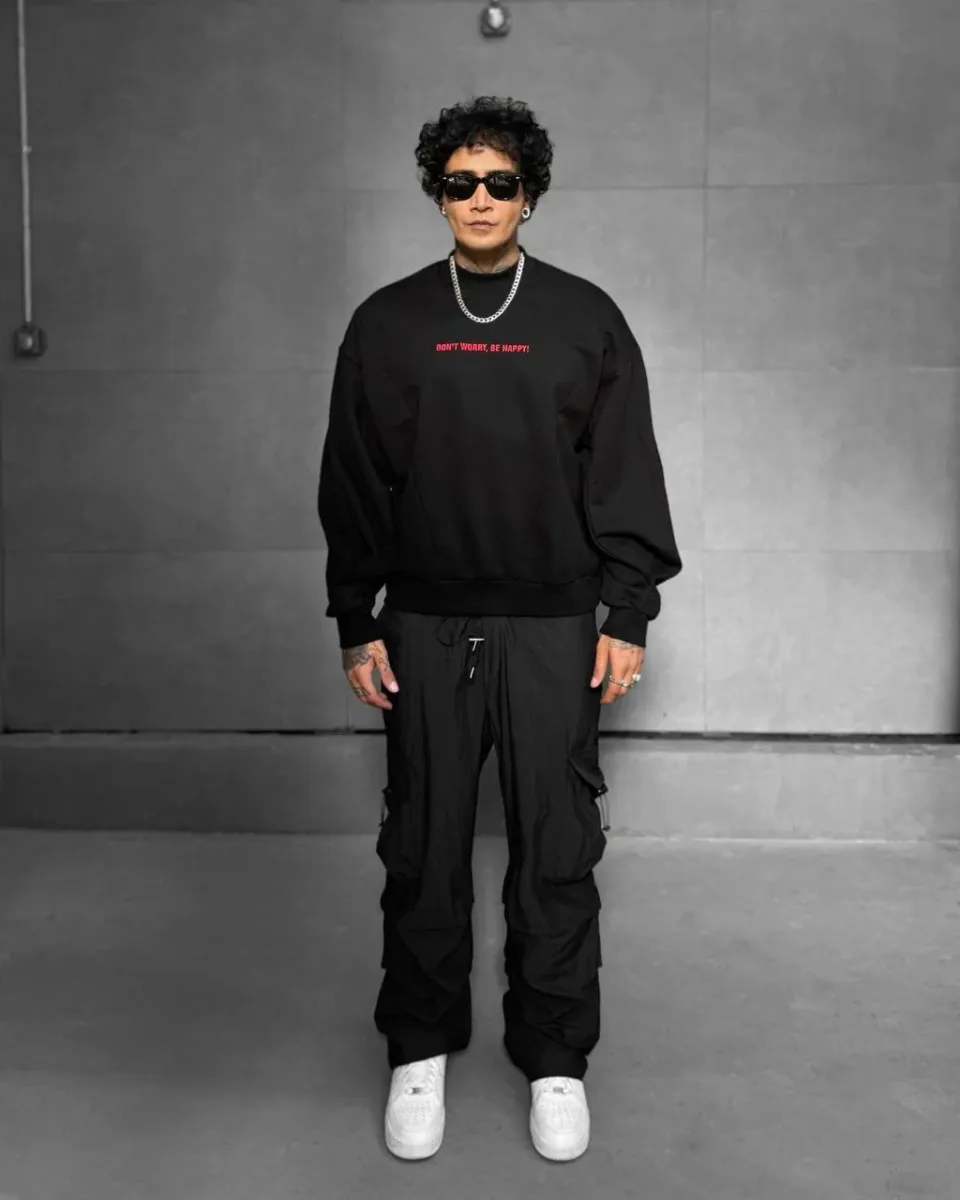 Sing Baskılı Oversize Kesim Özel Tasarım Erkek Sweatshirt